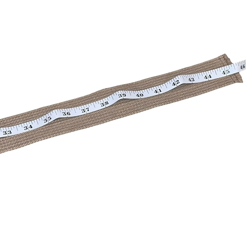 Unisex Army Y2K Woven 45.5” Solid Tan D-Ring Casual Safari Belt Frayed End Large